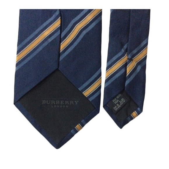 BURBERRY LONDON Blue Striped Tie Italy Silk 59"/3".3/4 EX COND - Picture 4 of 6